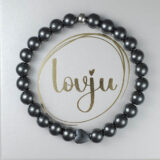 Náramok HEMATIT so srdiečkom s hematitu a kovovou korálkou s logom Lovju.