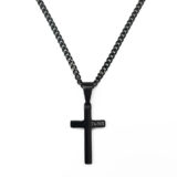 Čierny retiazkový náhrdelník CROSS s krížikom s chirurgickej ocele.