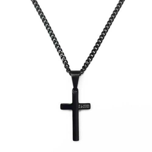 Čierny retiazkový náhrdelník CROSS s krížikom s chirurgickej ocele.